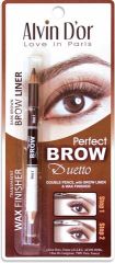 Alvin D`or Дуэт д/бровей двойной карандаш+Воск Brow Perfect (тон 02 Dark Brown) P1-4
