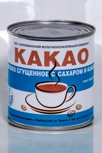 Сгущенное молоко с сахаром и какао